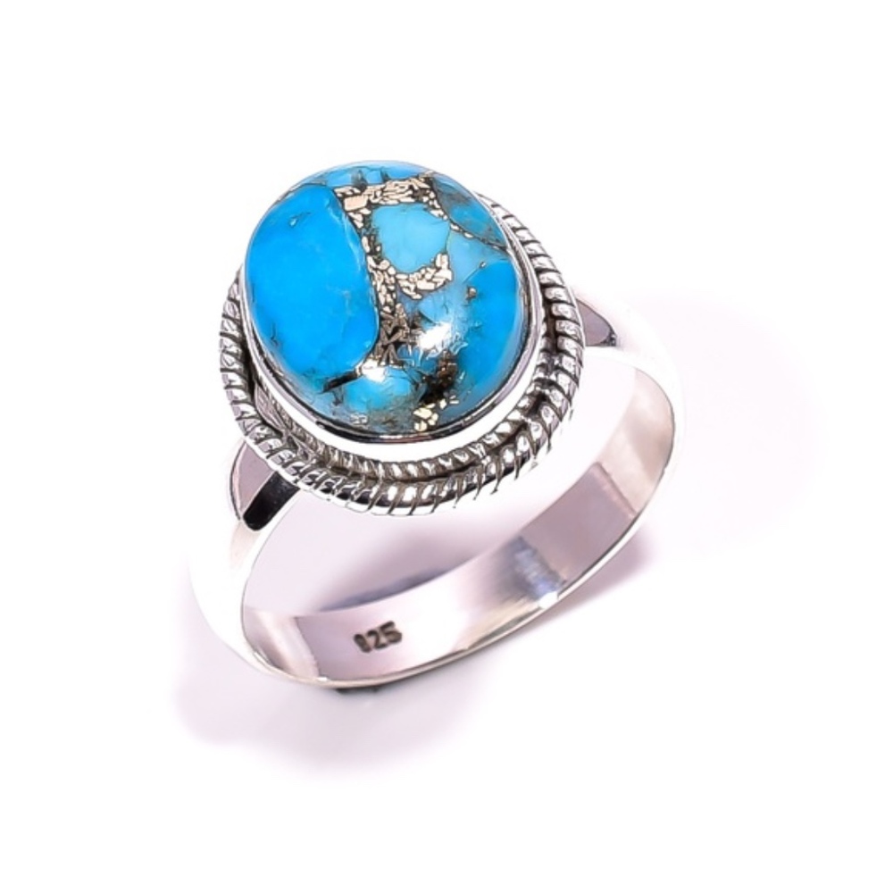 Blue Copper Turquoise 925 Sterling Silver Ring